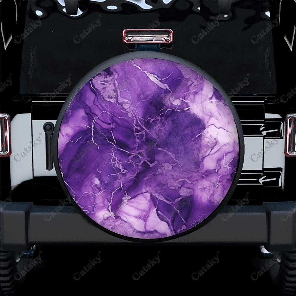 Purple and Gold Marble Pattern Polyester Universal Spare Wheel Tire