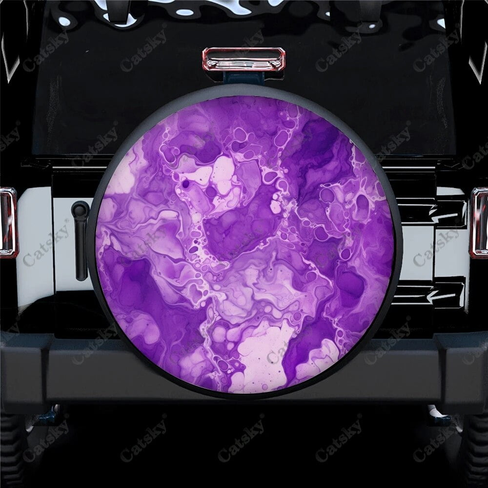 Purple and Gold Marble Pattern Polyester Universal Spare Wheel Tire