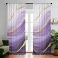 Purple and Gold Marble Pattern Sheer Curtains, Rod Pocket Sheer Drapes ...