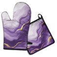 thumbnail image 1 of Purple and Gold Marble Texture Kitchen Oven Mitt and Pot Holder Sets 2 Pcs for Baking, Cooking and Grilling, Heat Resistant Up To 392 °F, 1 of 7