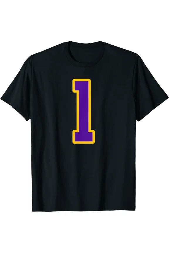 Purple and Gold Number 1 Player Uniform #1 Fan T-Shirt