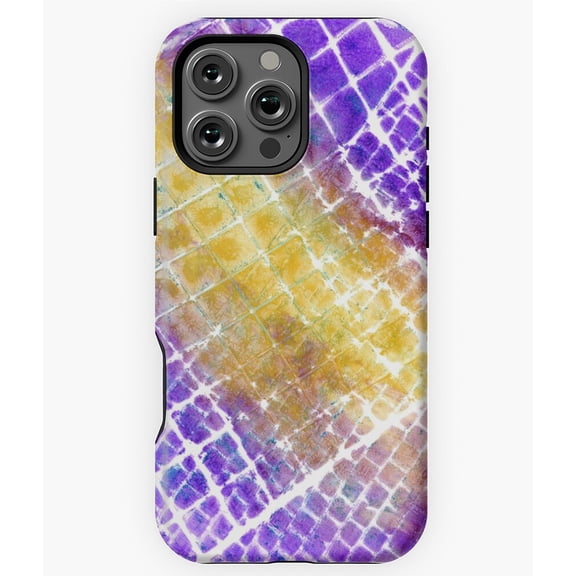 Purple and Gold Squared Geometric Phone Case for iPhone 16 15 14 13 12 11 Pro Max