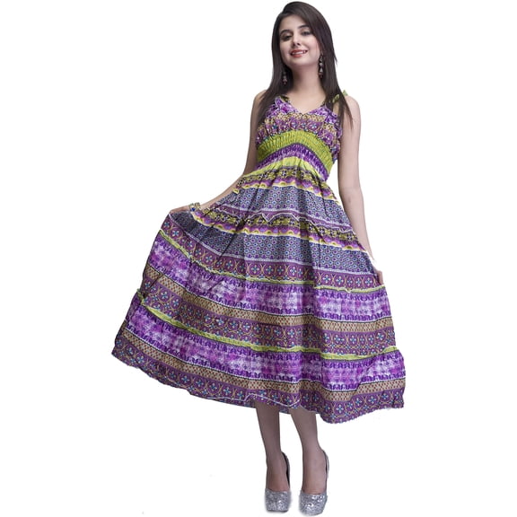 Purple and Green Barbie Dress with Printed Flowers