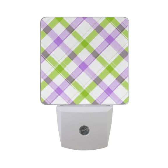 Purple and Green Cross Lines LED Night Light Sensor Lamp Plug-in Adjustable Brightness 2 Pack