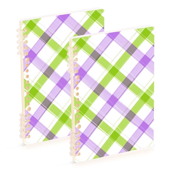 Purple and Green Cross Lines Notebook Detachable Coil Notebook Diary Plan Book A5 Size 60 Pages 1 Pack
