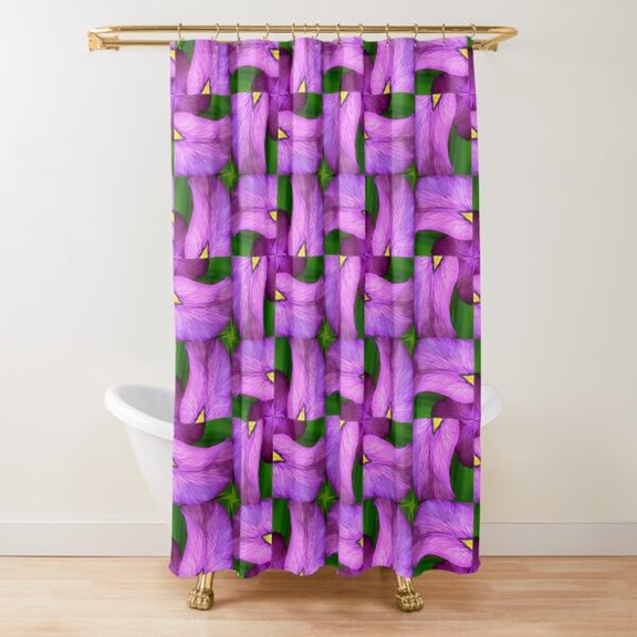 Purple and Green Interwoven Bands Shower Curtain, 100% Polyester, Geometric Basket-Weave Style Bathroom Decor