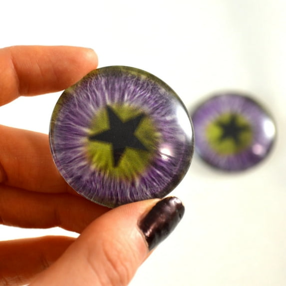 Purple and Green Star Fantasy Glass Eyes