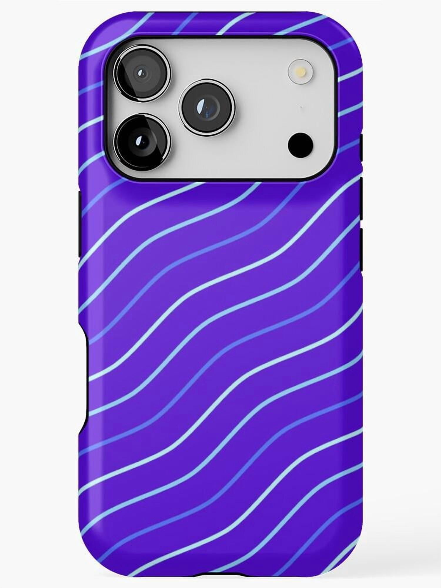Line Shell Blue Purple and Light Blue Wavy Line Tough Case for Apple iPhone ...