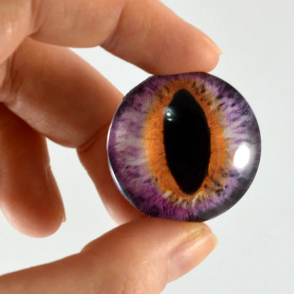 Purple and Orange Cat or Dragon Glass Eyes