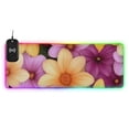 thumbnail image 1 of Purple and Orange Flowers Wireless Charging RGB Gaming Mouse Pad Large Keyboard Mat Rubber Base 13 Light Modes, 1 of 6