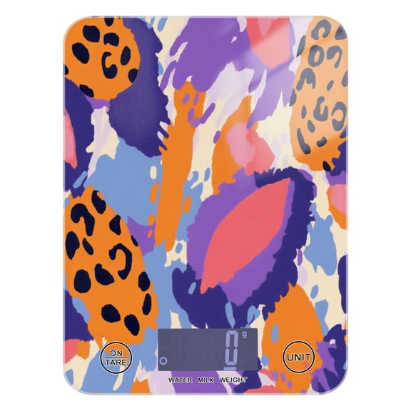 Purple and Orange Leopard Food Scale Digital Kitchen Scale Waterproof Grams Ounces lbs for For Baking and Cooking