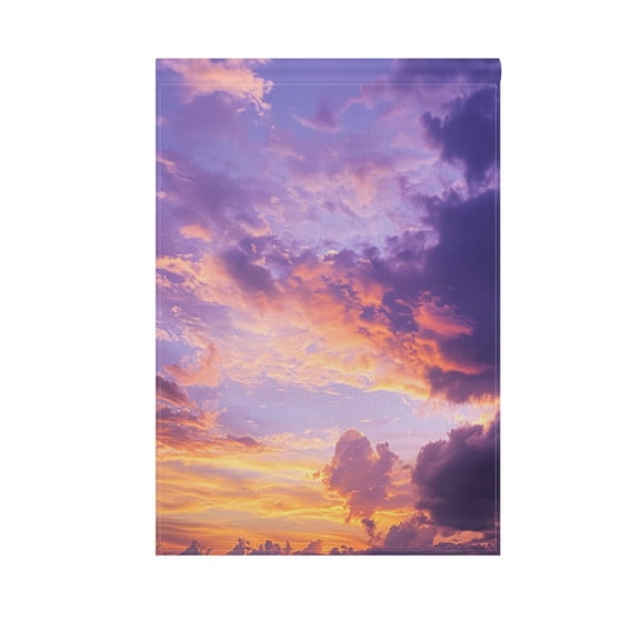 Purple and Orange Setting Sun Garden Flag Double Sided Outdoor Banners Yard Flags for Garden Home Holiday Decorations