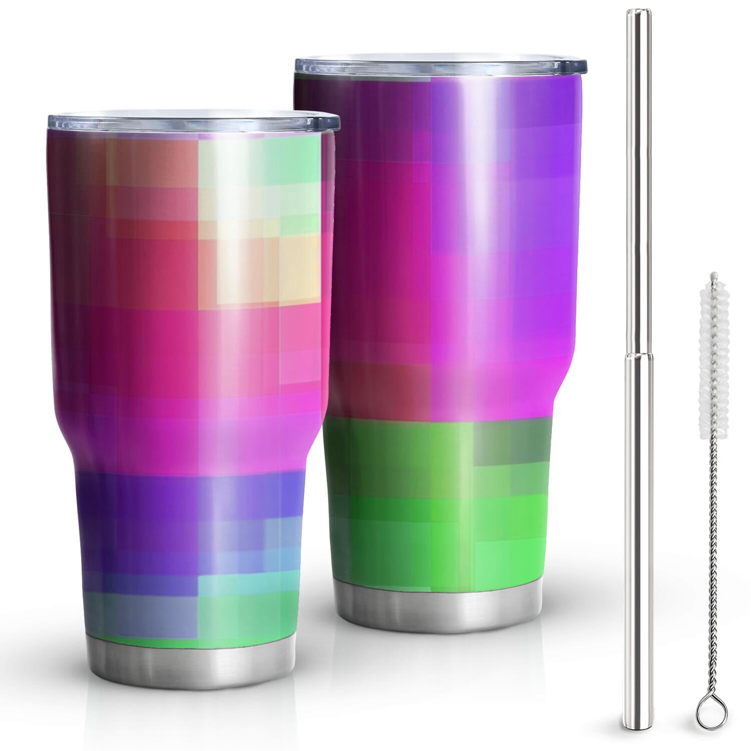 Purple and Pink Checkered Pattern Tumbler 1 Pack, Vacuum Insulated ...
