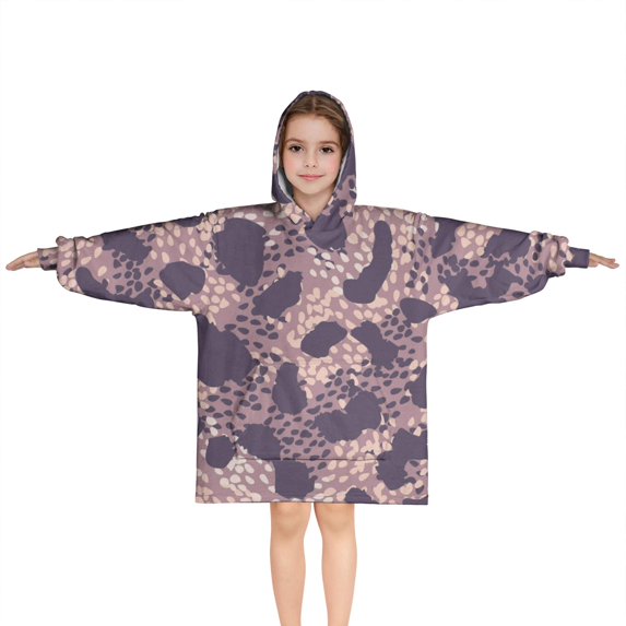 Purple and Pink Leopard Pattern Blanket Hoodies for Kids 6-13YR Oversize Wearable Blanket Hoodies for Boys Girls Teens