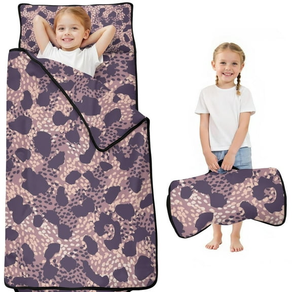 Purple and Pink Leopard Pattern Toddler Nap Mats for Kids Preschool,Sleeping Mat Bag or Kids,Toddler Sleeping Bag,Toddler Nap Mat or Daycare