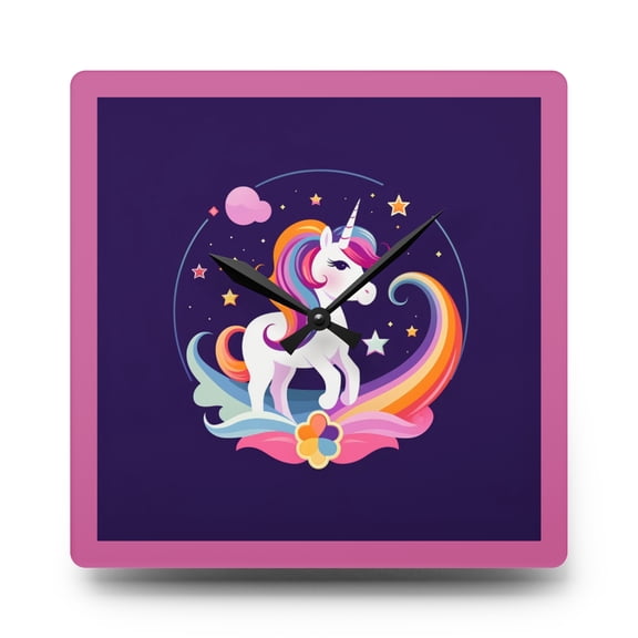 Purple and Pink Unicorn Acrylic Kid's Wall Clock