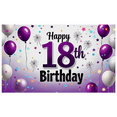 thumbnail image 1 of Purple and White Balloon Themed 18th Birthday Backdrop Banner Party Decors Background Photography Props Birthday Party Supplies, 1 of 7