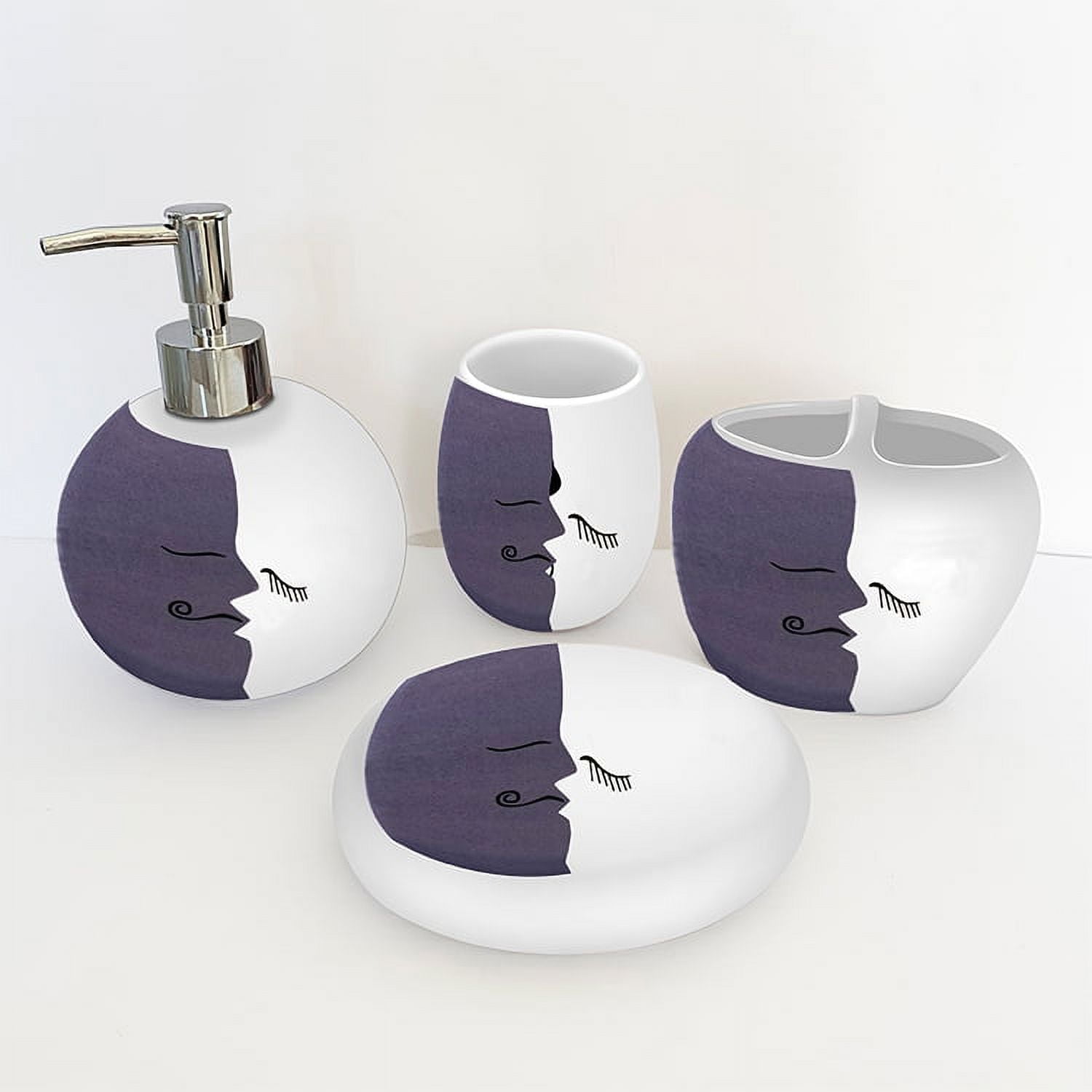 Purple and White Ceramic Bathroom Accessory Set - Watson Bathroom ...