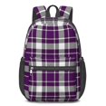 thumbnail image 1 of Purple and White Checkered Pattern 17" School Backpacks for Teens,Waterproof Oxford Fabric,S-Shape Padded Straps for School,Travel,Hiking,Camping, 1 of 6