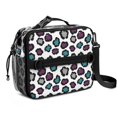 thumbnail image 1 of Purple and White Leopard Print Insulated Lunch Bag with Shoulder Strap and Bottle Holder,Bento School Lunch Bag Box,11x9.5x3.5 Inches, 1 of 5
