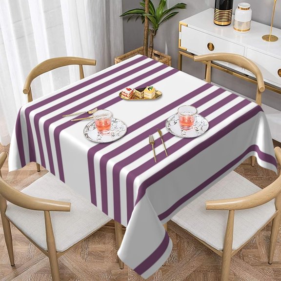 Purple and White Soft Tablecloth Square Dinng Table Covers for Kitchen & Table Linens 60" x 60"