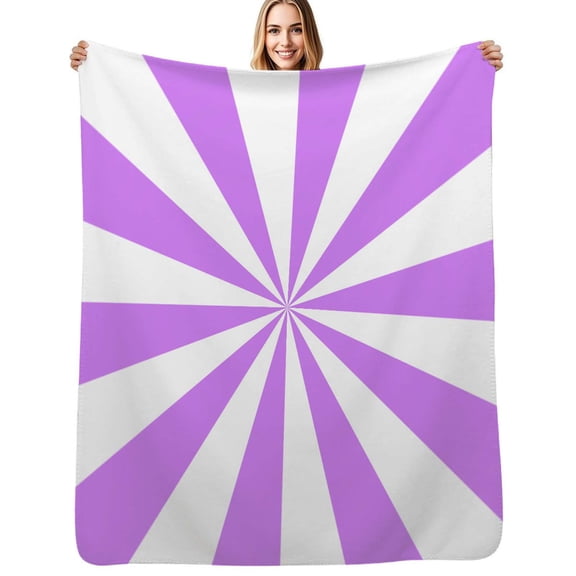 Purple and White Sunburst Flannel Blanket Warm Soft Bedding Throws Winter Camping Chair Sofa Bed