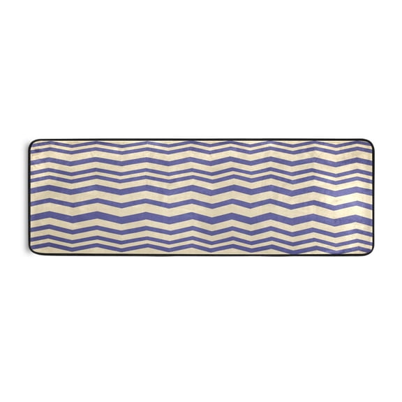 Purple and White Zigzag 72x24" Runner Rug, Non-Slip Memory Foam Cushion, Anti-Crease for Hallways and Bedrooms