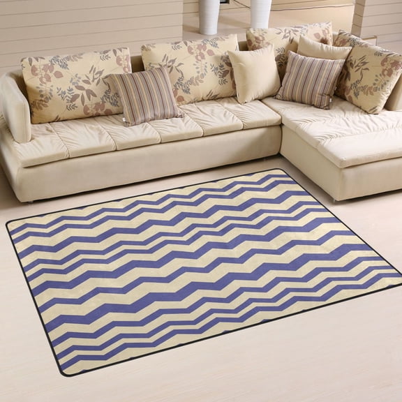 Purple and White Zigzag Soft Polyester Area Rug 31''x20'', Non Slip, Memory Foam, Water Absorbent