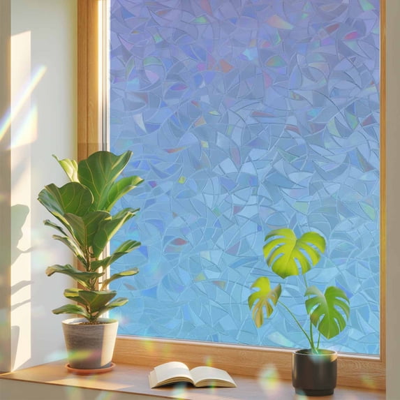 Purple and Window Privacy Film, Blue Gradient Stained Glass Rainbow ...