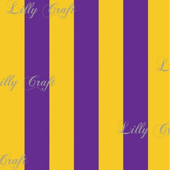 Purple and Yellow 1" Stripes Poly Cotton Fabric - Sold By The Yard - 58" / 59"