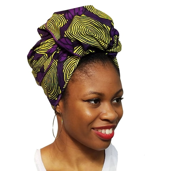 Purple and Yellow African Print Ankara Head Wrap One Size