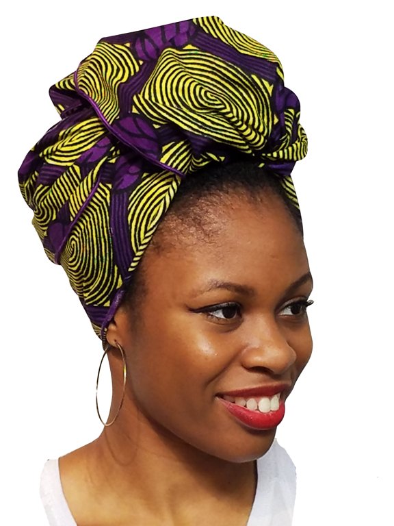 Purple and Yellow African Print Ankara Head Wrap One Size
