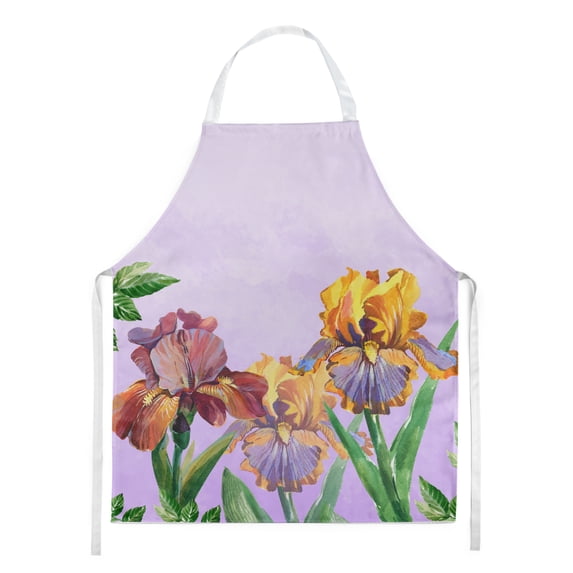 Purple and Yellow Iris Apron BB7445APRON Polyester Cloth Adult Bib Styled Washable Kitchen Apron