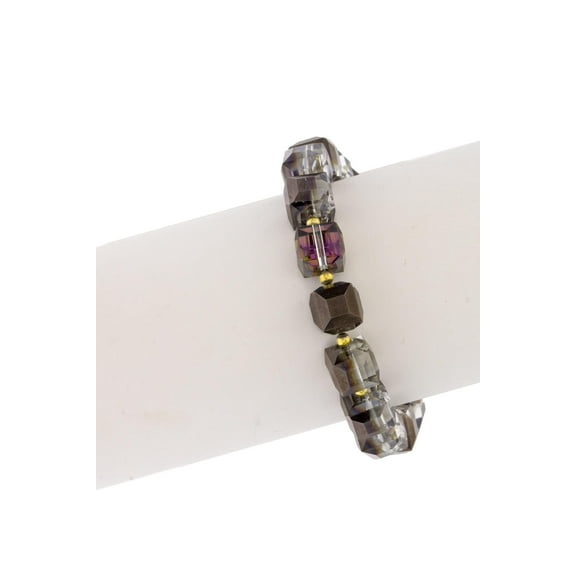 Purple and bronze square bracelet with gold magnetic closure