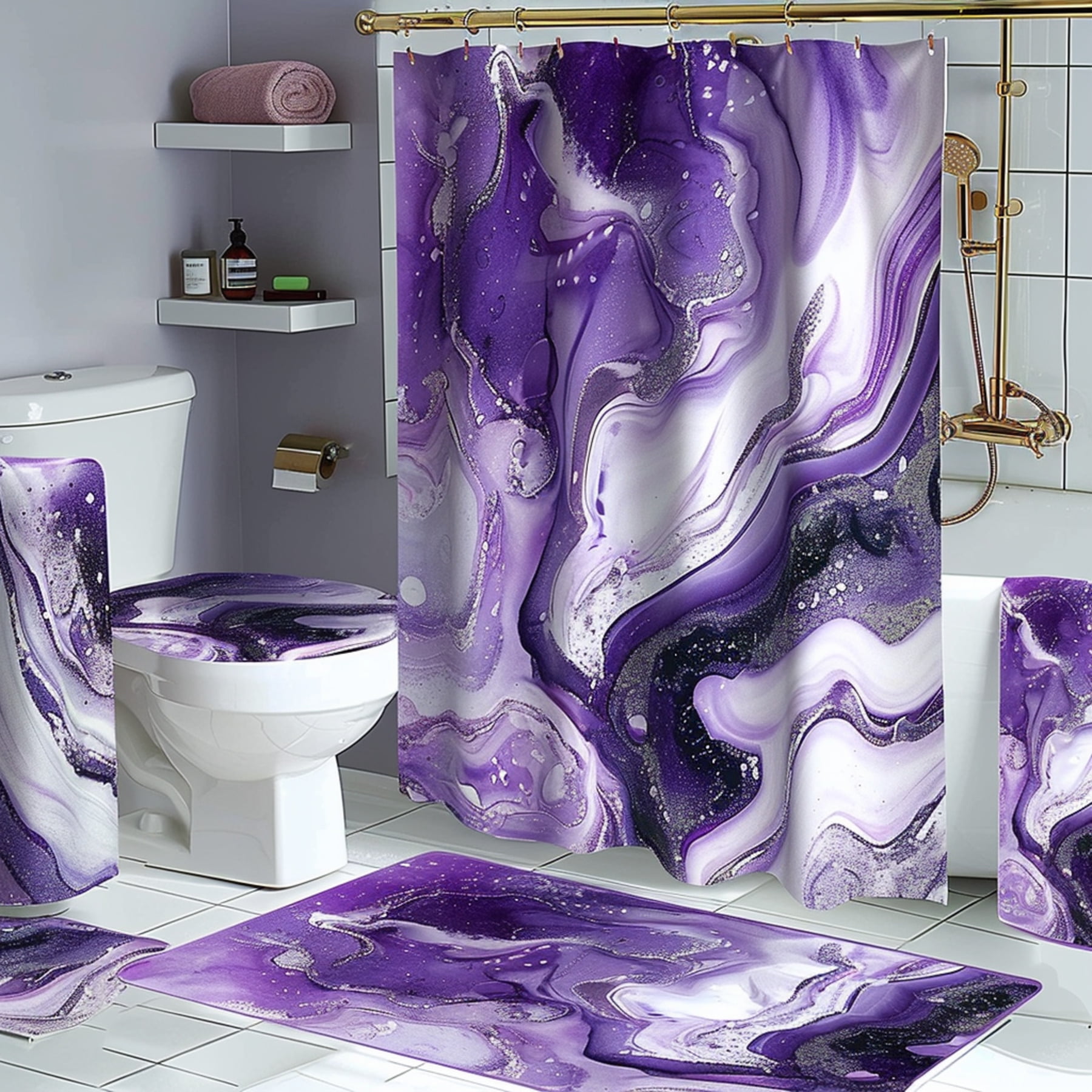 Purple and white marble bathroom set inspired by famous artistsbathtub ...