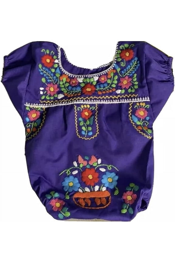 Purple baby sizes 6-9 month mexican puebla folklorico mameluco romper handmade