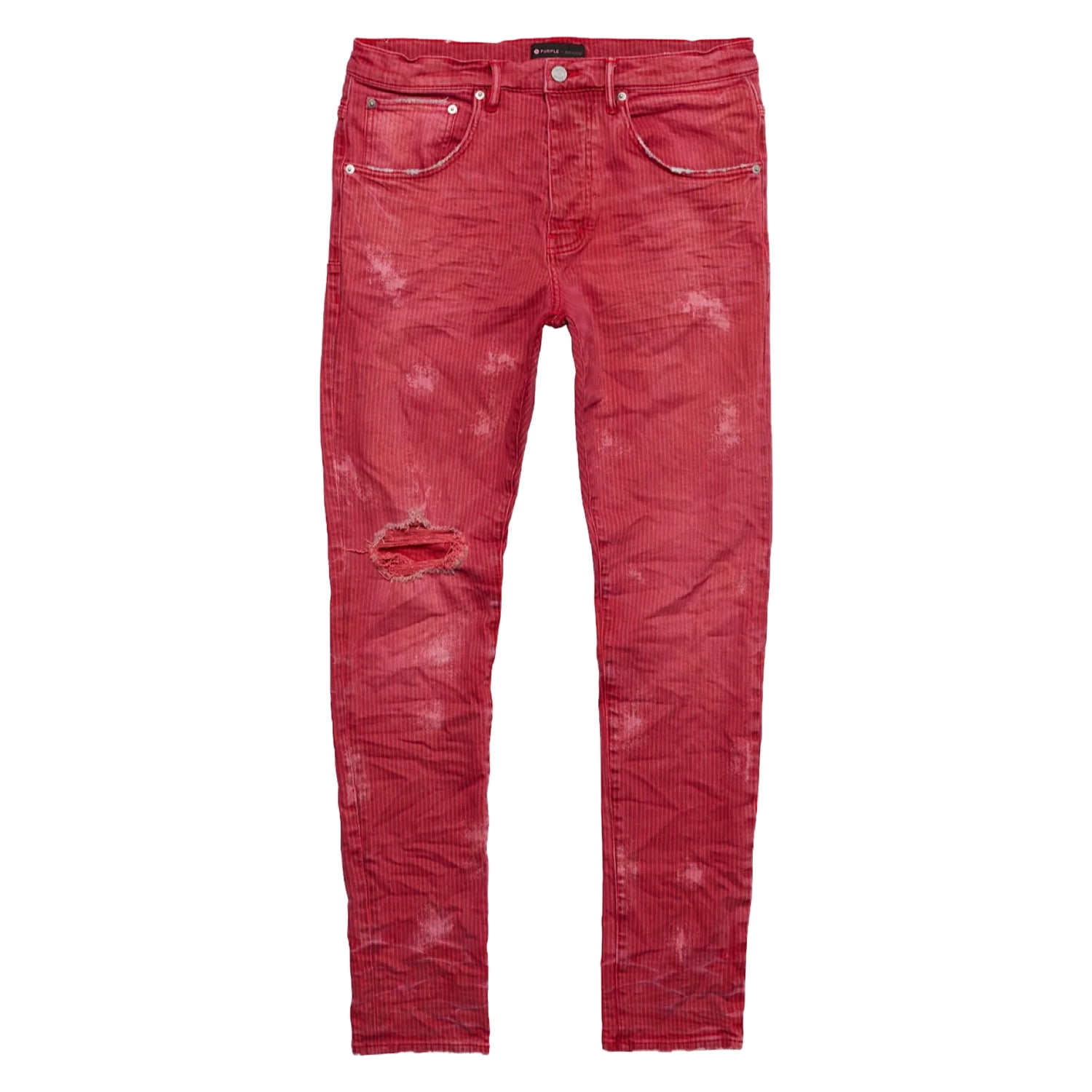 Purple-brand Hickory Stripe Overspray Jeans Mens Style