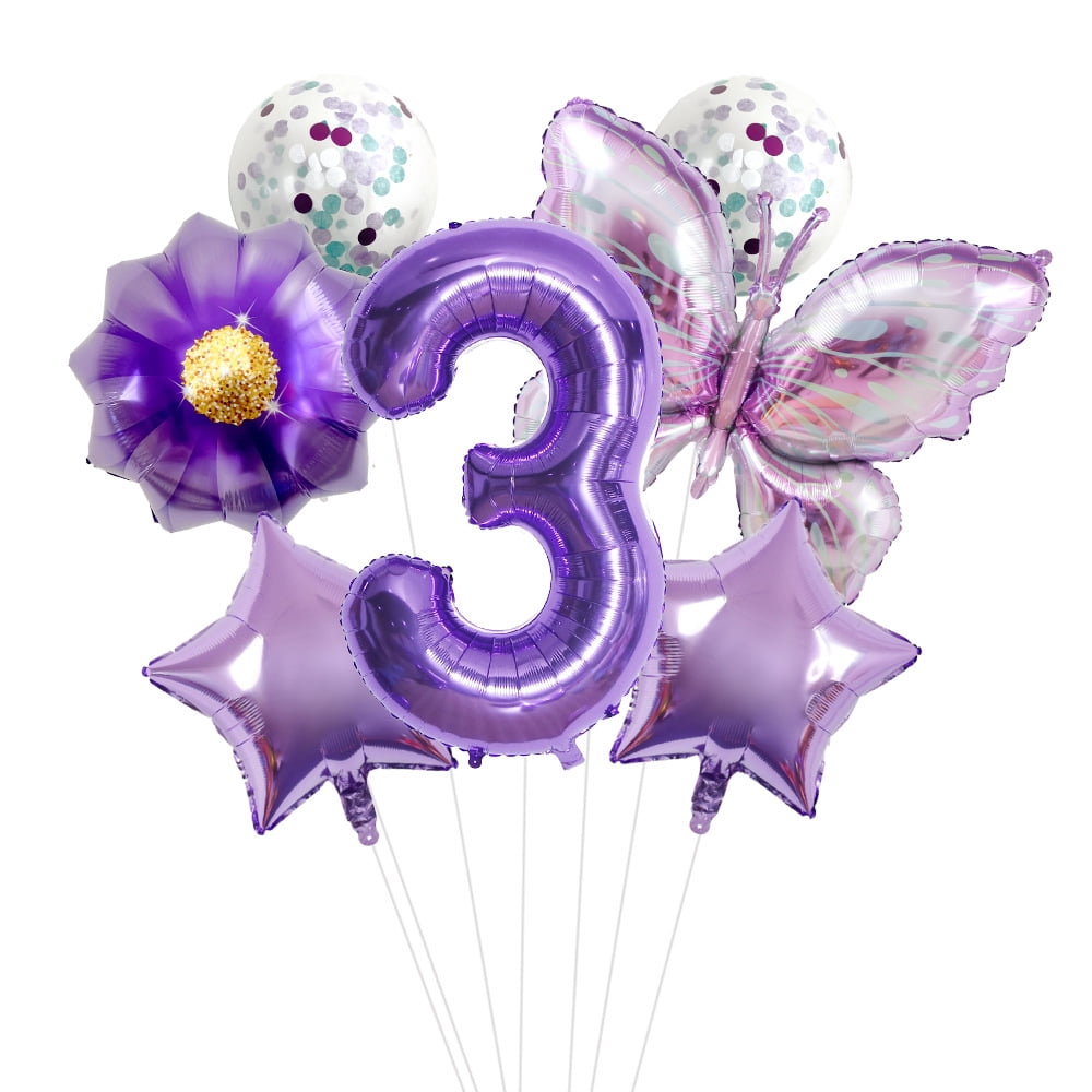 Purple butterfly flower 32-inch digital aluminum film balloon set for birthday party decoration