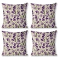 thumbnail image 1 of Purple flowers green leaves Linen toss pillowcase decoration pillowcase gifting preferred 24x24 inch cushion cover 4 sets sofa pillowcase sofa bedroom living room car, 1 of 8