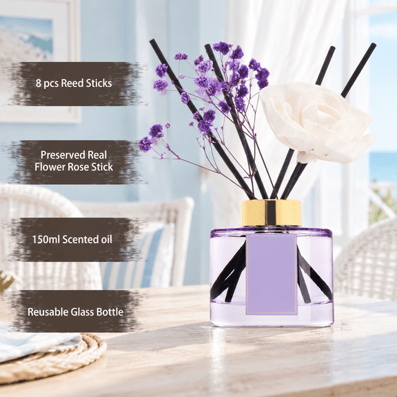 Purple-frech Lavender Reed Diffuser Set 5.07Ounce/1 pack Home Air Freshener Decor