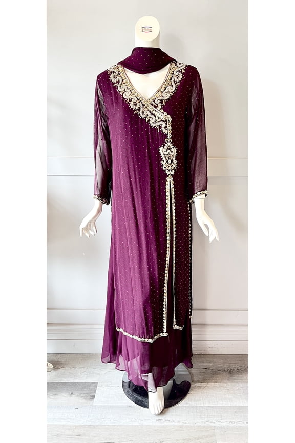 Purple georgette gown