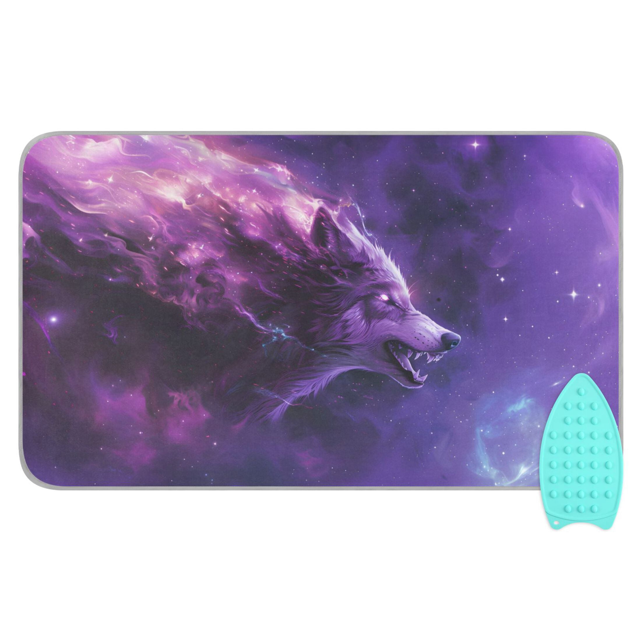 Purple-nebula-made Mighty Wolf Ironing Mat Blanket Portable Travel Ironing Pad Heat Resistant Pad 47.2" x 27.6”