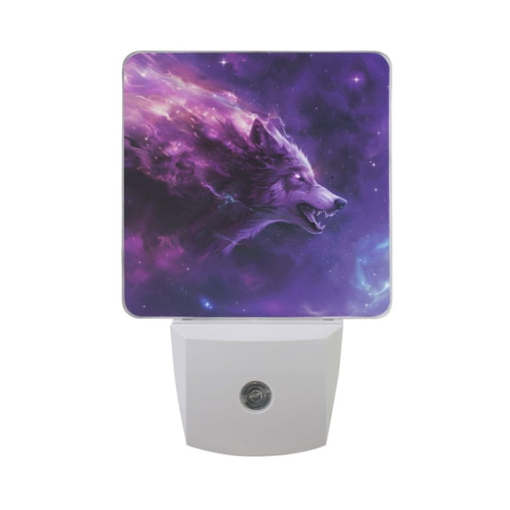 Purple-nebula-made Mighty Wolf LED Night Light with Smart Sensor Plug Into Wall Dusk to Dawn 2 packs