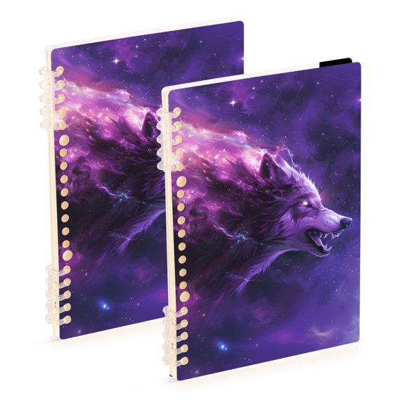 Purple-nebula-made Mighty Wolf Notebook Detachable Coil Notebook Diary Plan Book A5 Size 60 Pages 1 Pack