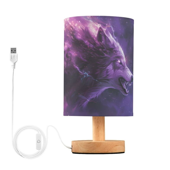 Purple-nebula-made Mighty Wolf Table Lamp with USB Port LED Warm Light Lamp Night Light Home Decor