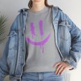 thumbnail image 1 of Purple outline smiley face t shirt Unisex Heavy Cotton Tee, 1 of 8