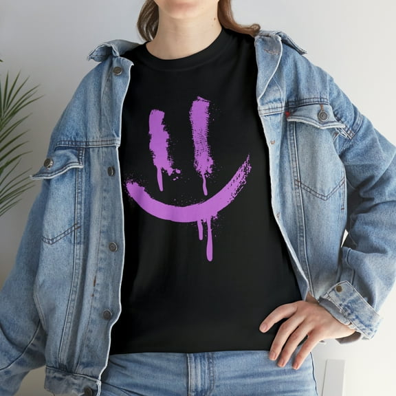 Purple outline smiley face t shirt Unisex Heavy Cotton Tee