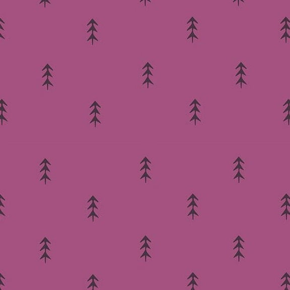 Purple pine tree forest fabric, Simple Defoliage Violet cotton fabric, Sold by the Quarter Yard
