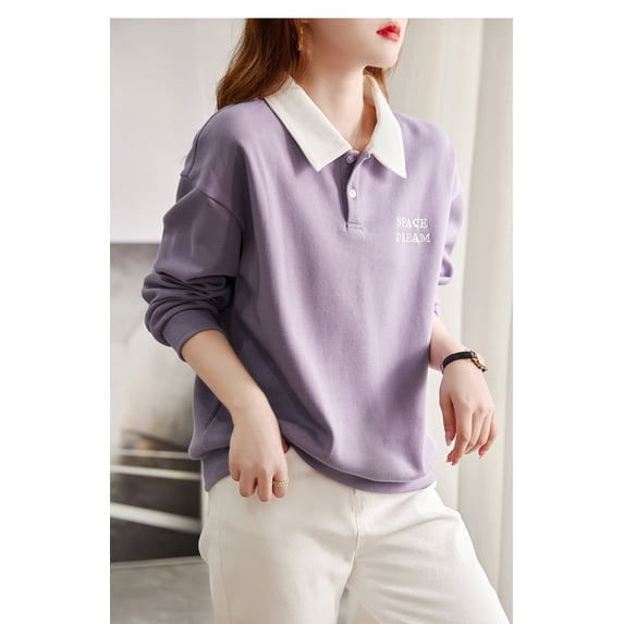 Purple polo collar top