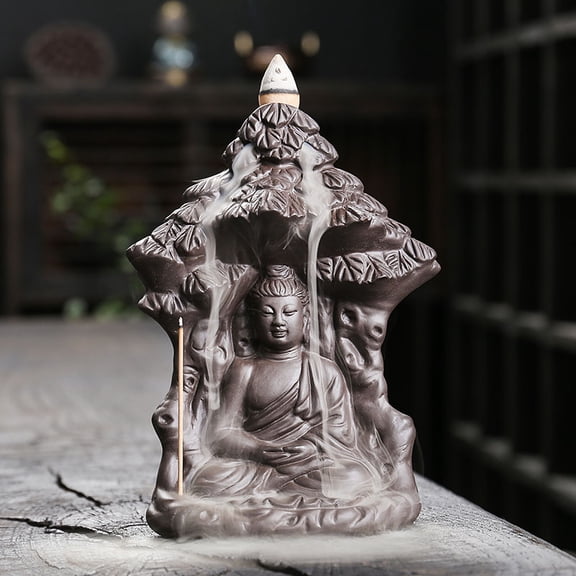 Purple sand backflow smoke incense burner creative bodhi tree Tathagata backflow incense burner home crafts ornaments